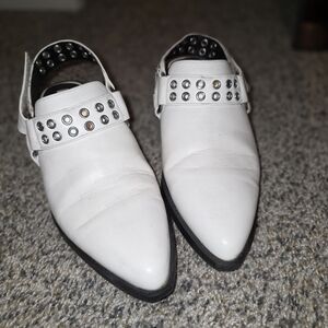 Forever 21 White Studded Pointed-Toe Shoes